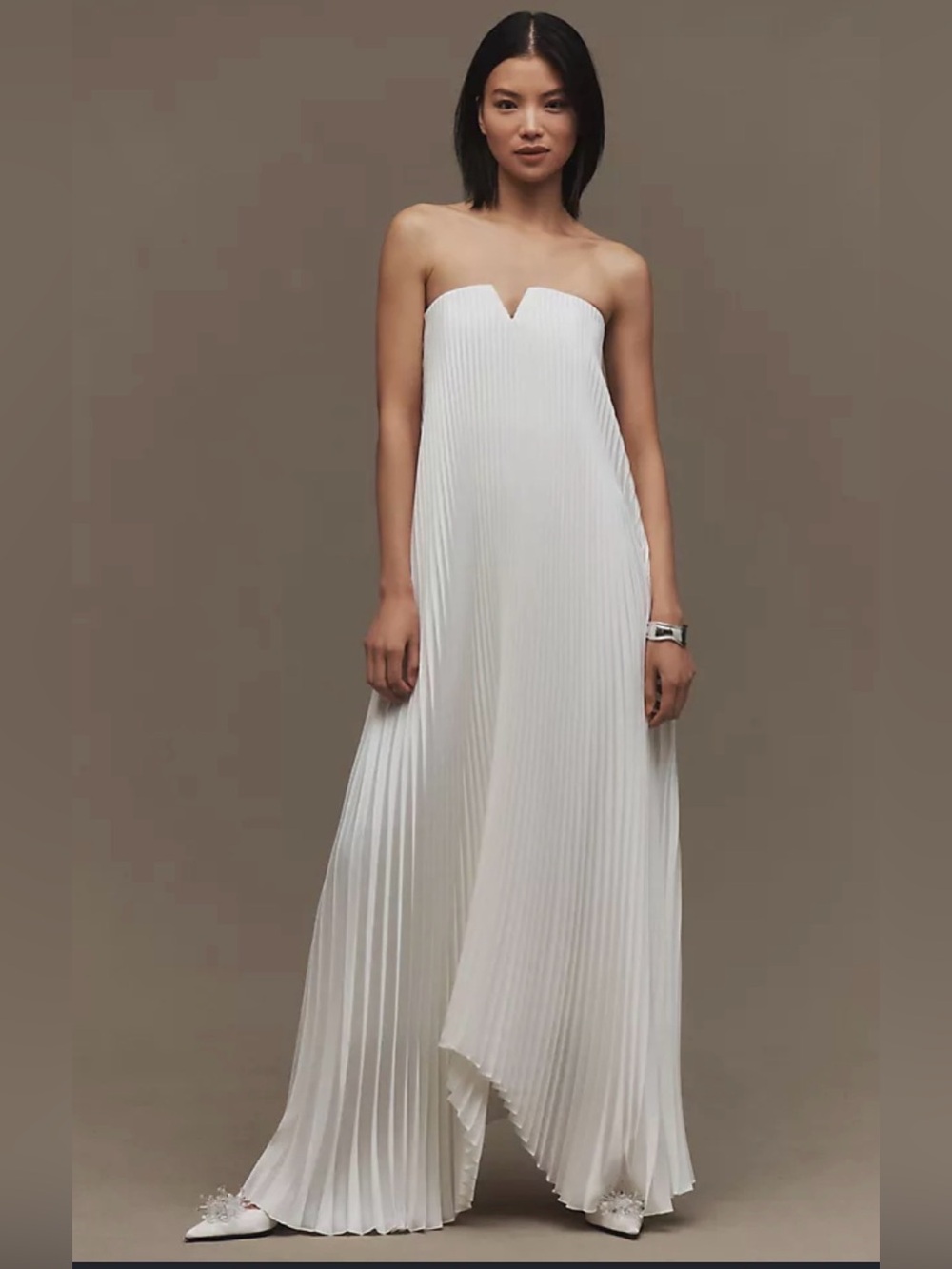 L'IDÉE Black Tie Strapless Pleated Maxi Gown